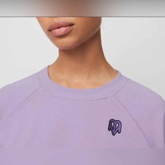 Varley x Maje Mauve Purple Cropped Top Sweatshirt Large - Picture 2 of 8